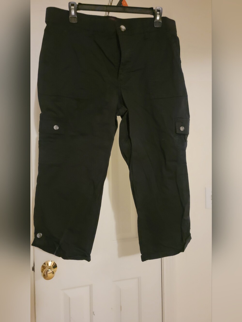 Lee Black Womens  Cargo Pants with Buttoned Flap Pockets